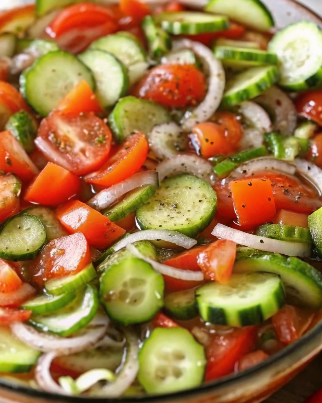 Marinated Cucumbers, Onions and Tomatoes