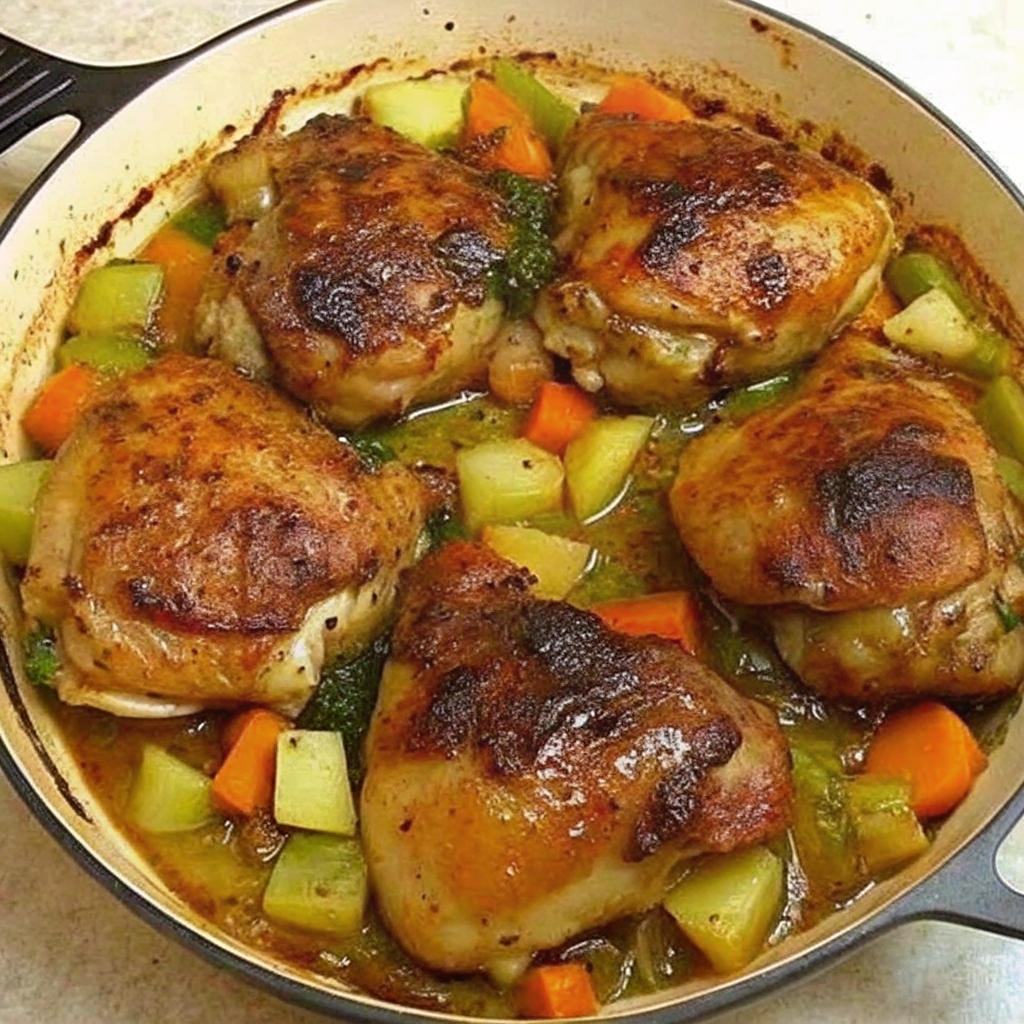 Oven-Baked Chicken Thighs with Roasted Vegetables
