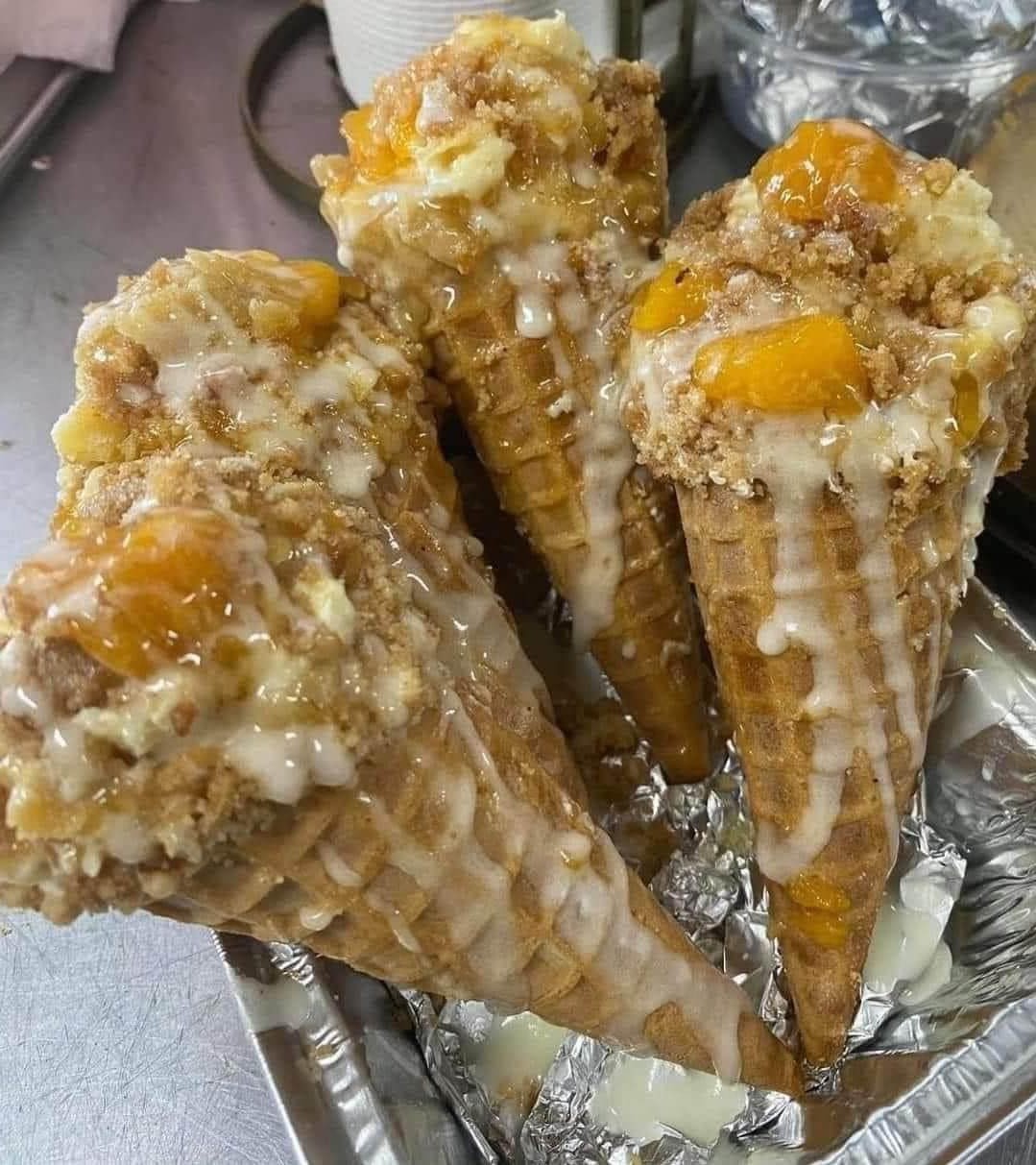 Peach Cobbler Cheesecake Cones Recipe