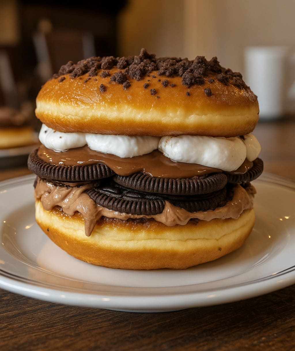 Oreo Cheesecake Stuffed Donut Burger