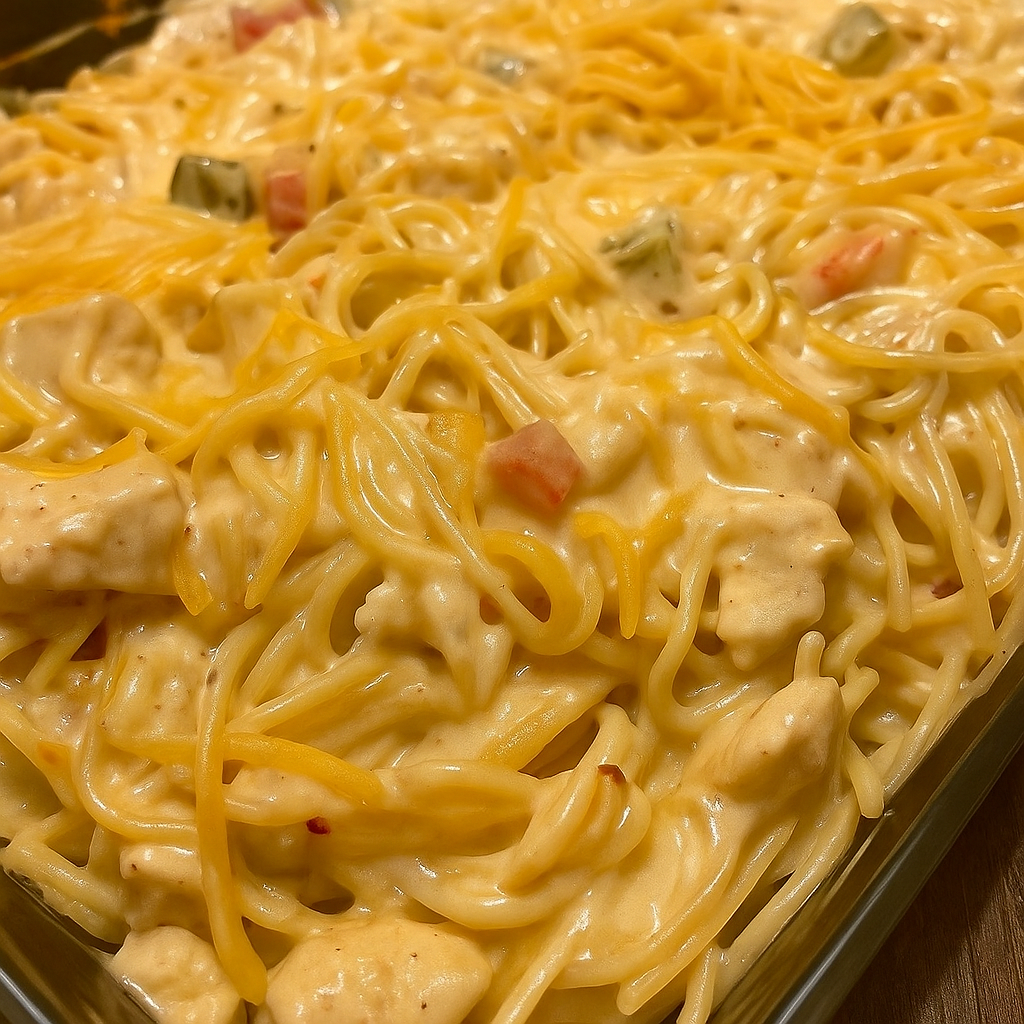 Cheesy Chicken Spaghetti Casserole