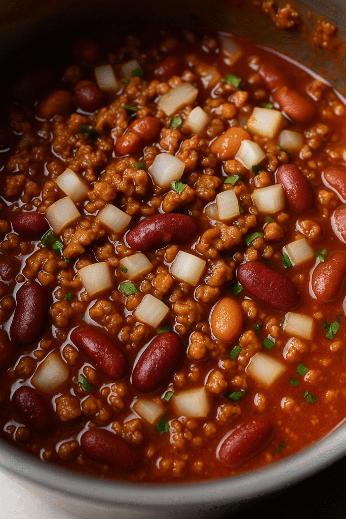 Hearty Ground Beef & Bean Chili