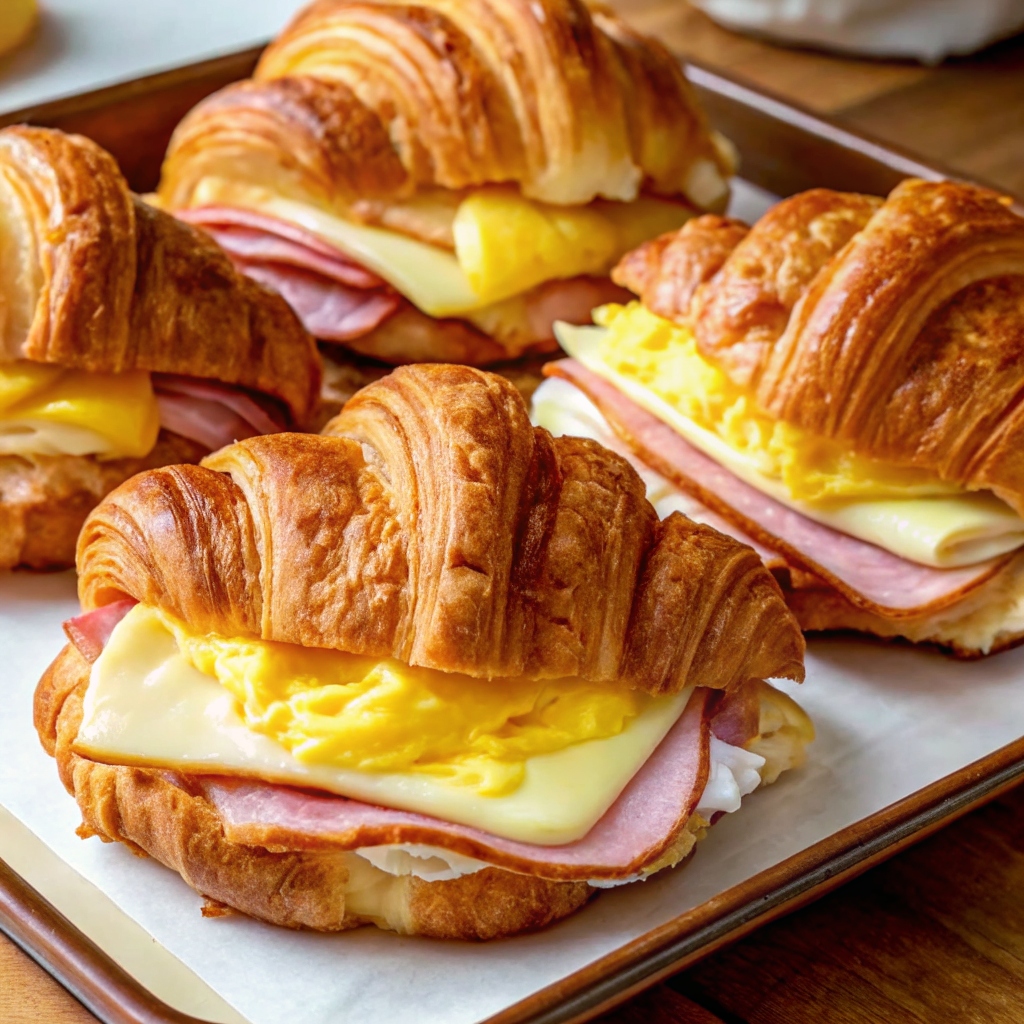 Croissant Breakfast Ham & Egg Sandwiches