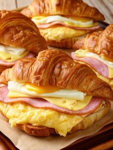 Croissant Breakfast Ham & Egg Sandwiches