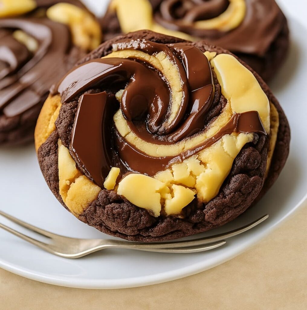 Swirled Brownie Cookies with a Peanut Butter Twist