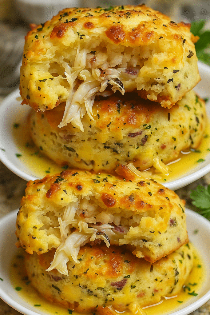Crab-Stuffed Cheddar Bay Biscuits with Tangy Lemon Butter