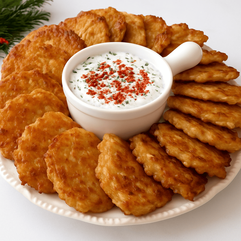 Crispy Potato Fritters with Herbed Sour Cream Dip