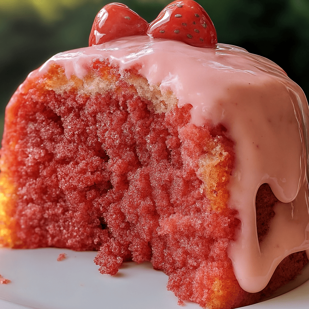 Strawberry Honeybun Cake with Strawberry Cream Icing