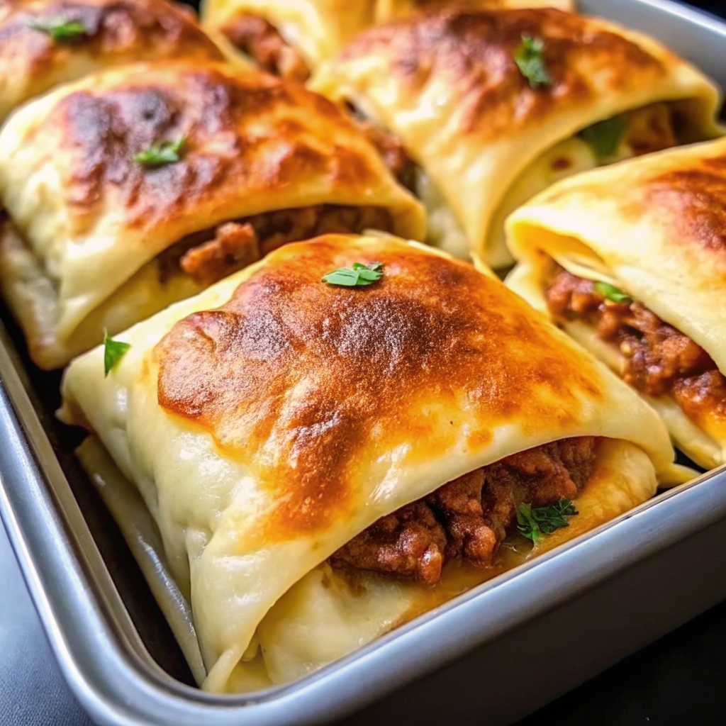 Cheesy Baked Beef Tortilla Pockets