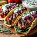 Grilled Chicken Gyros with Creamy Tzatziki Sauce
