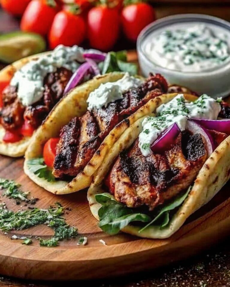 Grilled Chicken Gyros with Creamy Tzatziki Sauce