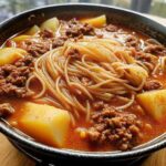 Fideo with Potatoes and Ground Beef