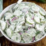 Creamy Cucumber Salad with Dill and Red Onion