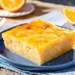 “Greek Orange Cake (Portokalopita) with honey-orange syrup and fresh orange zest on top”