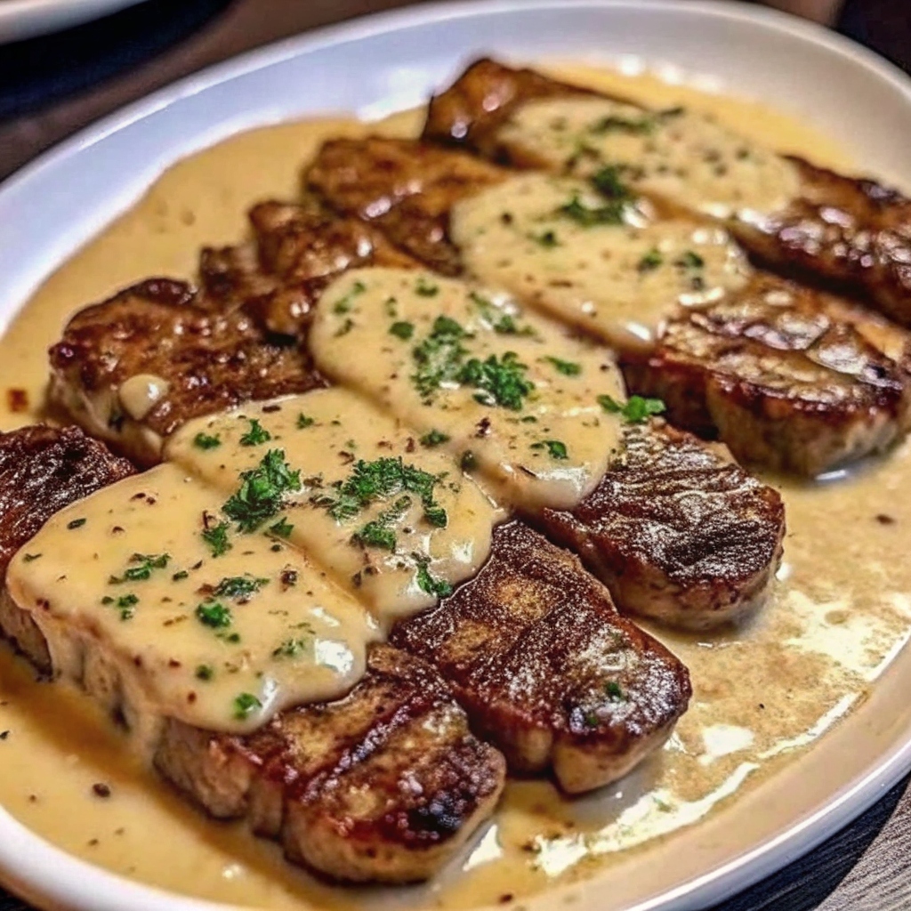 Juicy Steak with Creamy Garlic Sauce