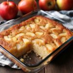 Moist Apple Cinnamon Cake topped with cinnamon sugar and fresh apple slices