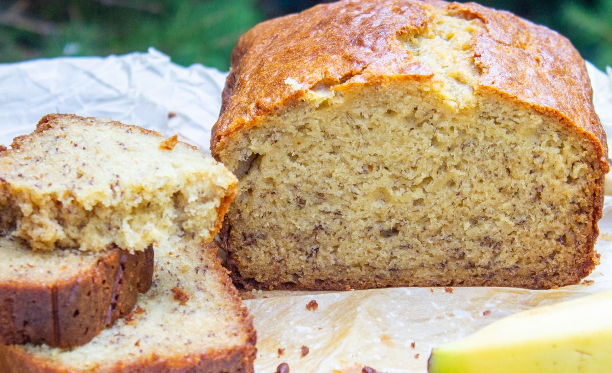 Moist Banana Bread Recipewith golden crust and chocolate chips”