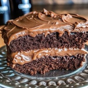 Moist chocolate cake made with Coca-Cola and topped with chocolate frosting