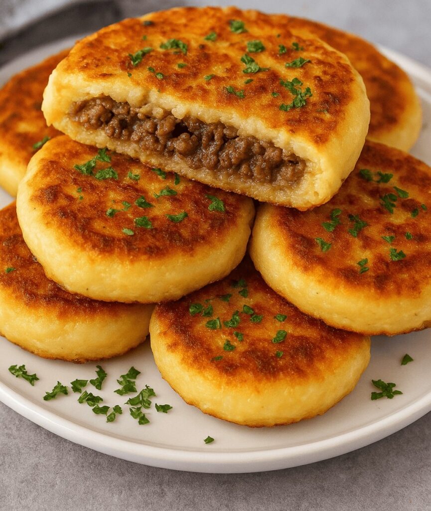 Crispy Mashed Potato Pancakes with Savory Meat Filling