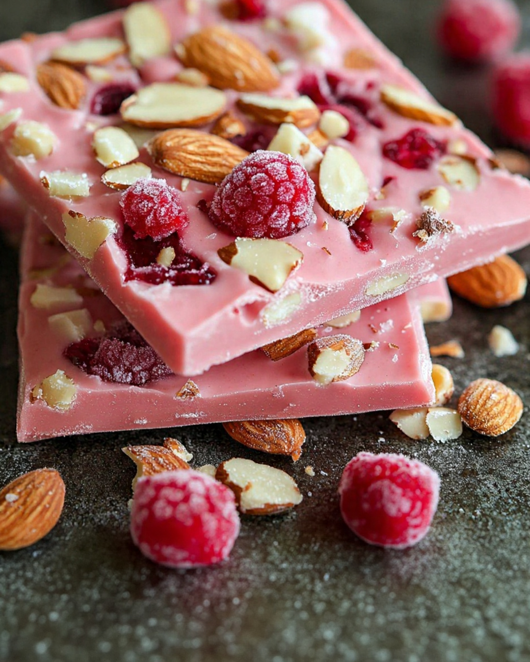 Frozen Raspberry Almond Bark