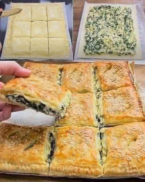 Spinach and Cheese Puff Pastry Squares