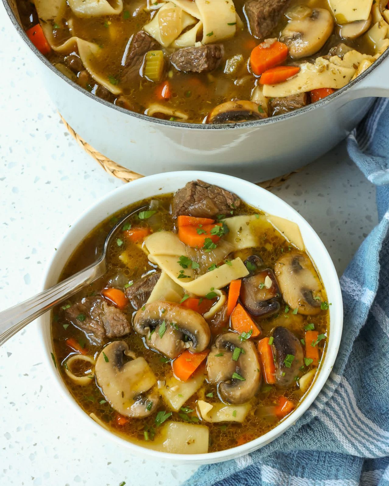 Hearty Beef Noodle Soup with Tender Chuck Roast and Vegetables