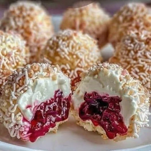 Cream and Berry Pastry Balls
