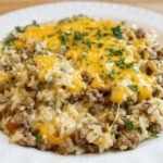 Cheesy Ground Beef & Rice Casserole