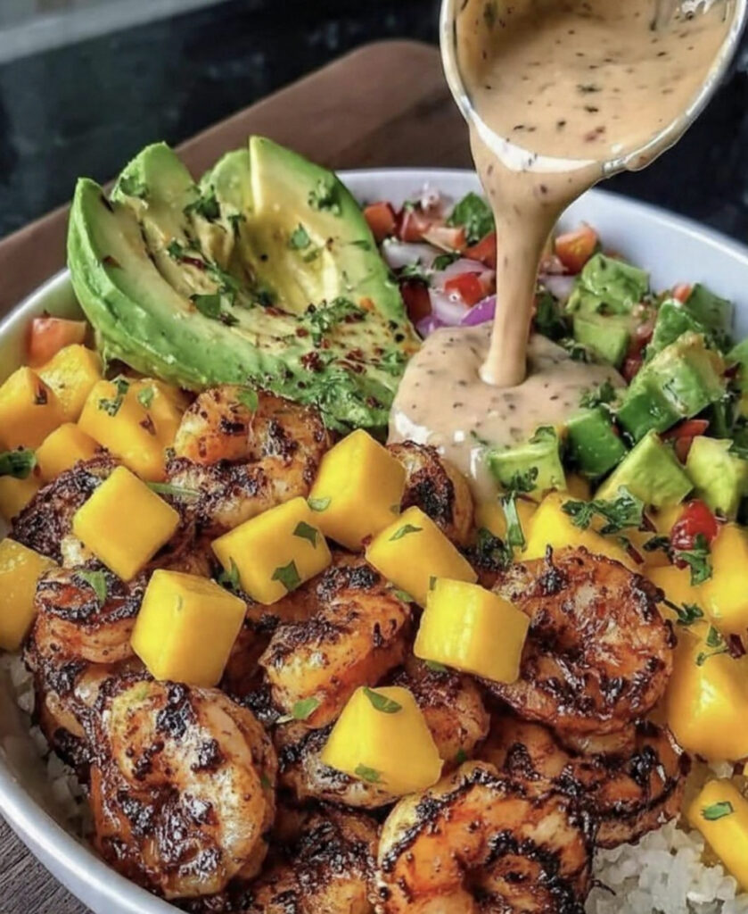 Grilled Shrimp Mango Avocado Bowl