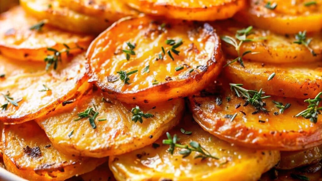 Garlic Scalloped Sweet Potatoes